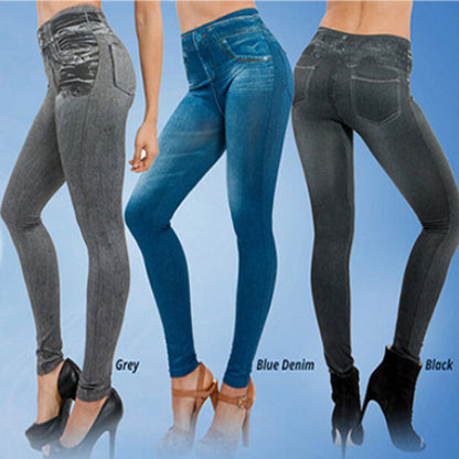 Fake Pocket Corset  Denim Leggings