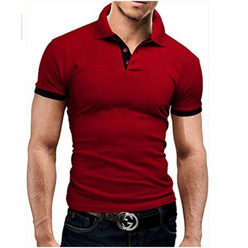 Men Tee Polo-Shirt Shorts-Sleeve Business Stritching MTP129 Men's Luxury Summer Covrlge