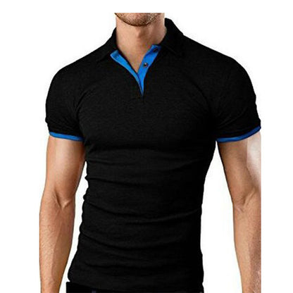 Men Tee Polo-Shirt Shorts-Sleeve Business Stritching MTP129 Men's Luxury Summer Covrlge