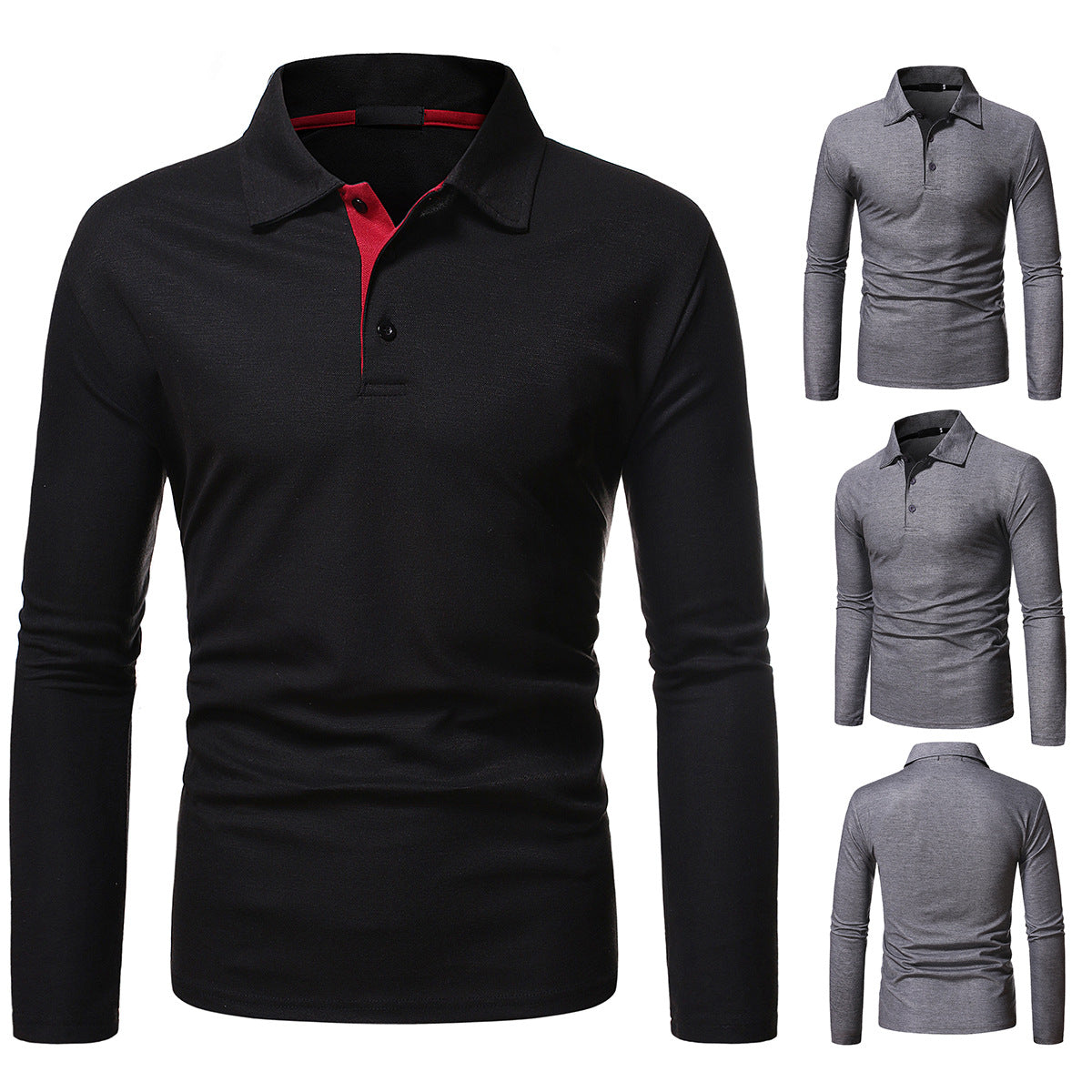 Men's Long-sleeved Slim Casual Polo Shirt