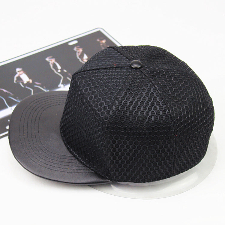 Mesh Stitching Trendy Flat Brim Hip Hop Hat Sun Hat