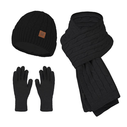 Alpaca Fleecefiber Scarf Men's Winter Scarf And Hat Gloves Three-piece Set