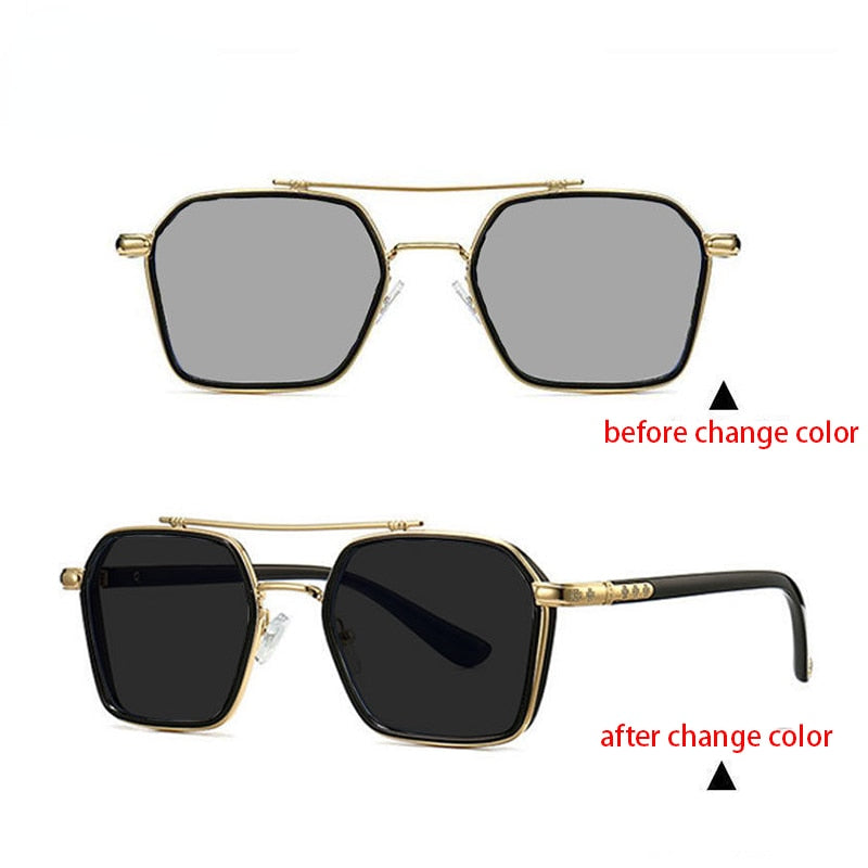 Day And Night Dual-use Photochromic Men's Double Beam UV-proof Hot Sunglasses