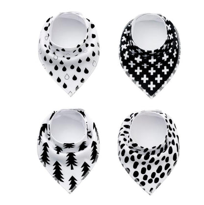 4pcs Lot Bibs Burp Cloth Print Arrow Wave Triangle Baby Bibs Cotton Bandana Accessories