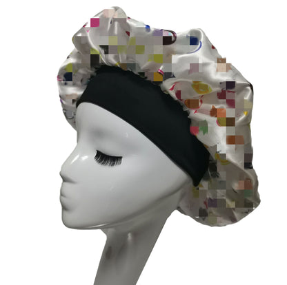 Satin Hair Care Cap Stretch Wide Brim Night Cap