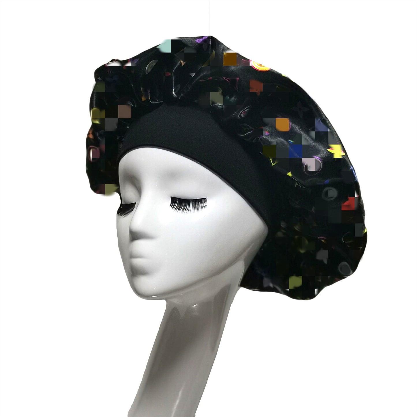 Satin Hair Care Cap Stretch Wide Brim Night Cap