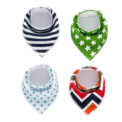 4pcs Lot Bibs Burp Cloth Print Arrow Wave Triangle Baby Bibs Cotton Bandana Accessories