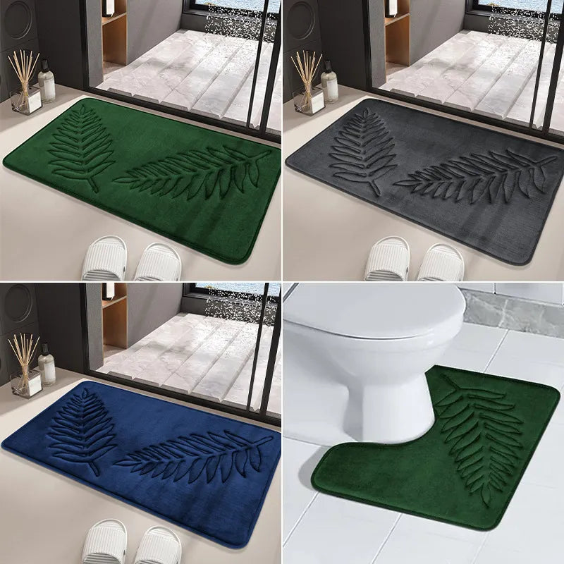 Memory Foam Bath Mat Toilet Mat Extra Soft Non-Slip Bathroom Mat Super