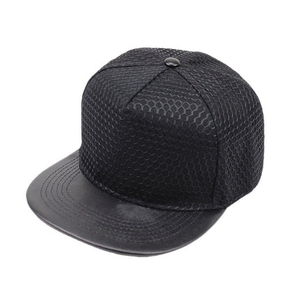 Mesh Stitching Trendy Flat Brim Hip Hop Hat Sun Hat