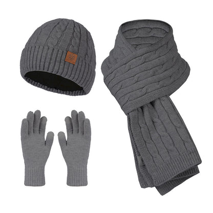 Alpaca Fleecefiber Scarf Men's Winter Scarf And Hat Gloves Three-piece Set