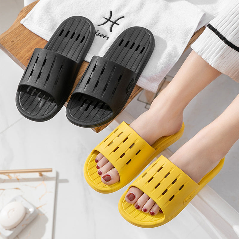 Anti-slip Striped Texture Hollow Design Slippers Women Floor Bathroom House Shoes Summer Indoor Home Slipper Couple