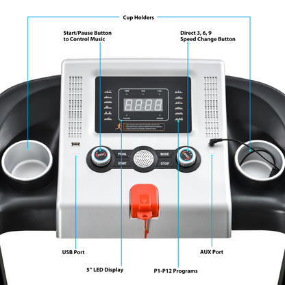 Folding Treadmill with Safety Lock with LCD Monitor